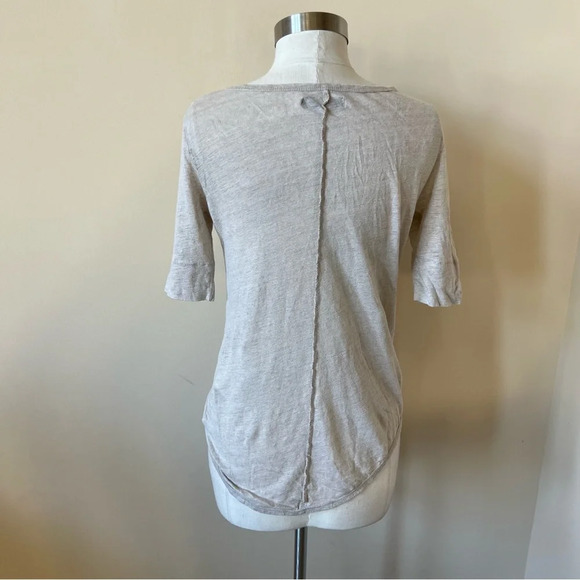 Annie Bing linen open scoop neck short sleeve tee t-shirt top 26221 - Picture 6 of 11